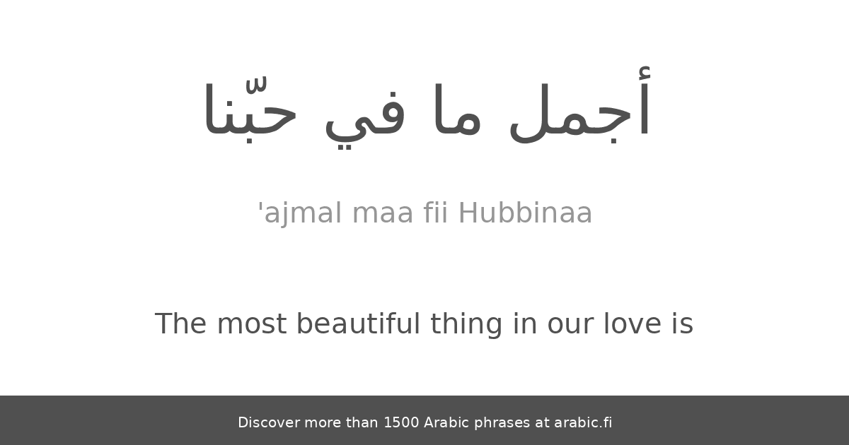 The Most Beautiful Thing In Our Love Is An Arabic Phrase