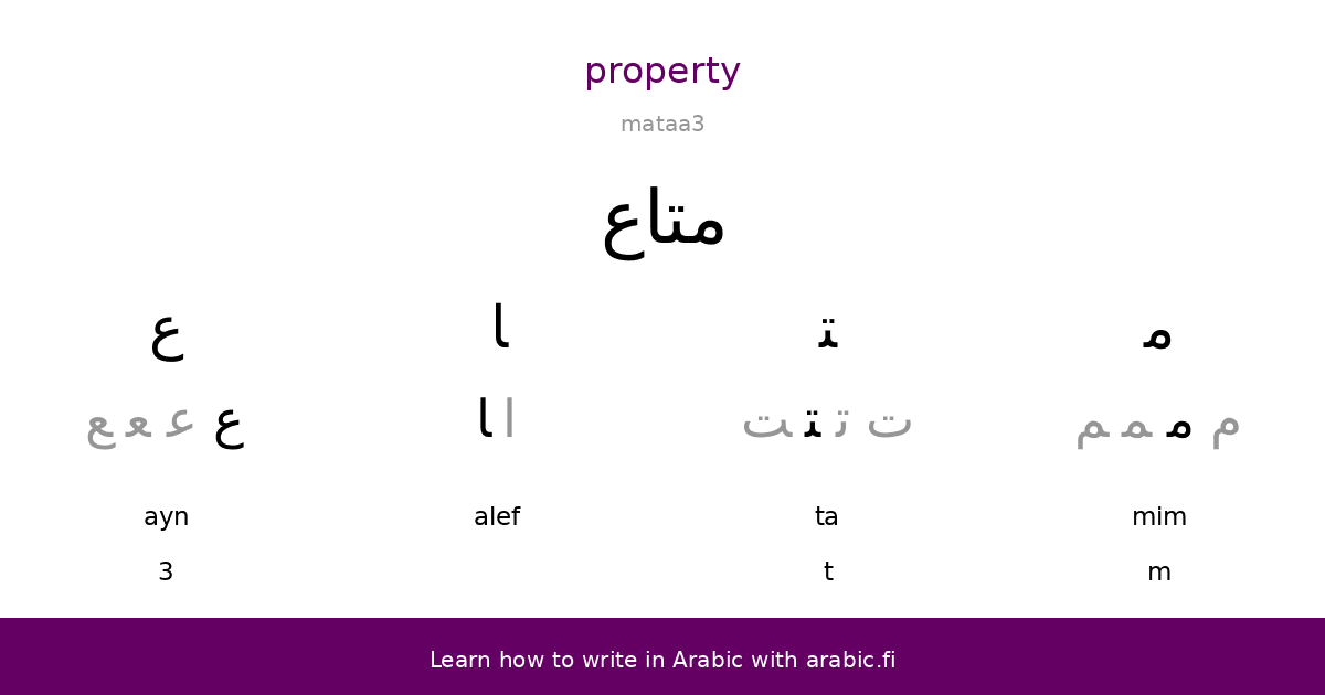 Property An Arabic Word